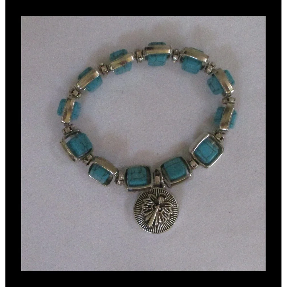 Western Style Stretch Bracelet With Angel Dangle & Rhinestone Accents BR-10
